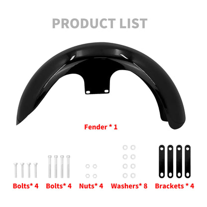 130/ R21 Glossy Black Wrap Front Fender Fits For Harley Touring Glides Baggers | HCmotorku