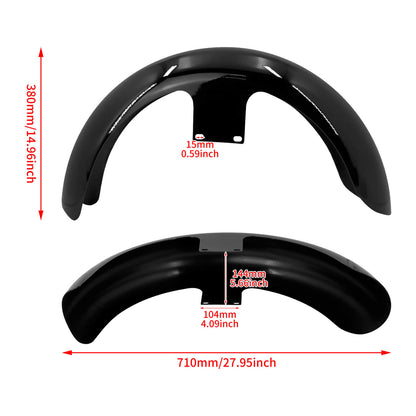 19" Wrapped Wheel Front Fender Gloss Black Fit For Harley Touring Custom Baggers | HCmotorku