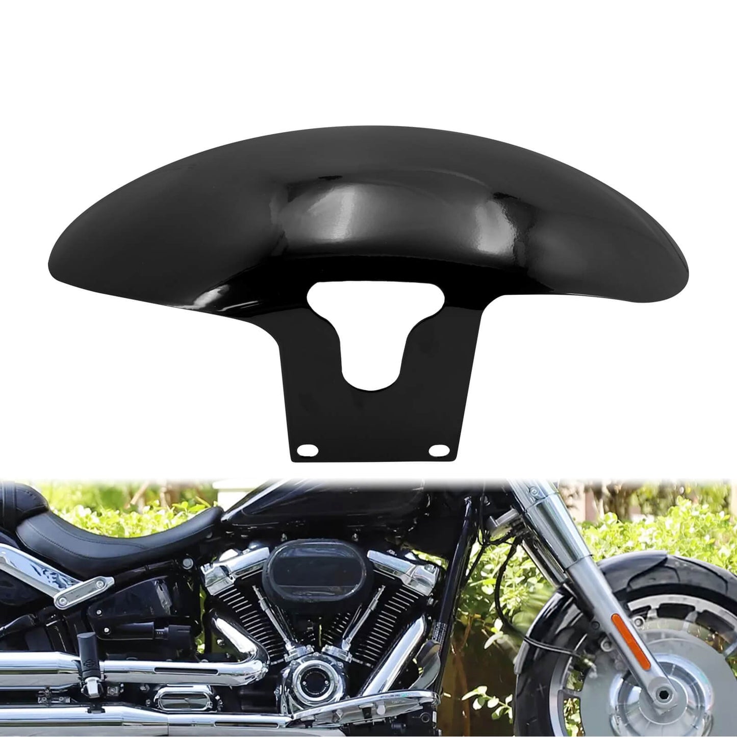 160/ R18 Front Short Fender Gloss Black Fit For Harley M8 Softail Fatboy 2018-2023 | HCmotorku