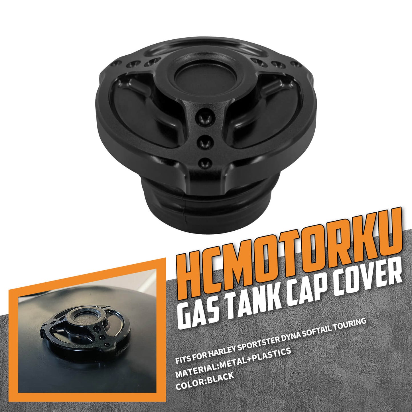 Fuel Tank Cover Gas Cap Black Fit For Harley Sportster 1992-2019 XL 72 48 2021-UP | HCmotorku