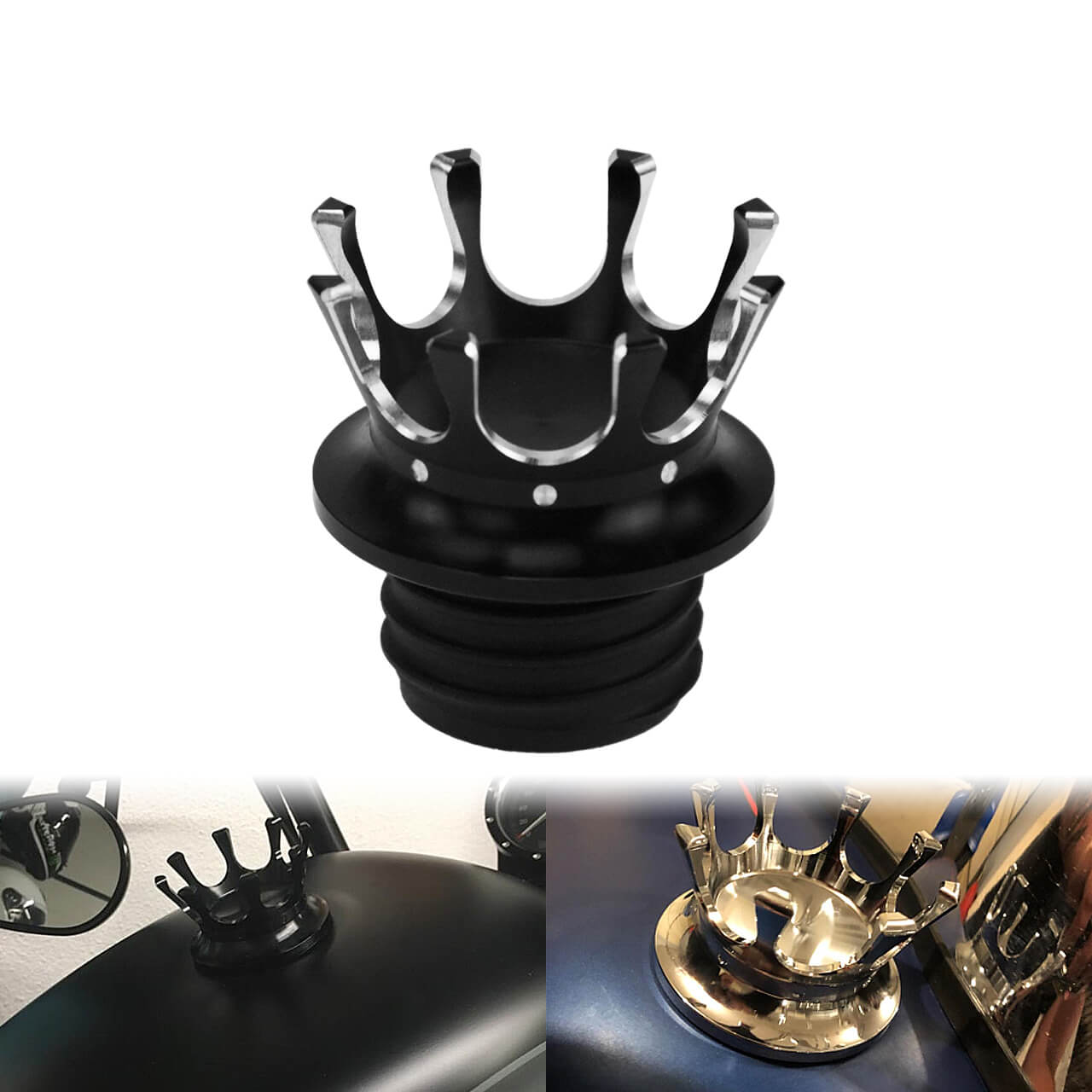 Vented King Crown Gas Cap Fuel Tank Cover Right-hand Thread Fit For Harley XL | HCmotorku