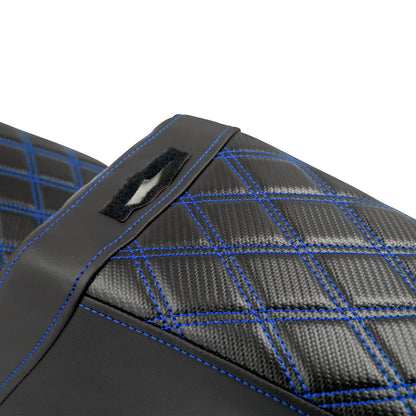 Driver Passenger Gel Seat Blue Line w/ Backrest For Harley Low Rider 2018-2024 | HCmotorku