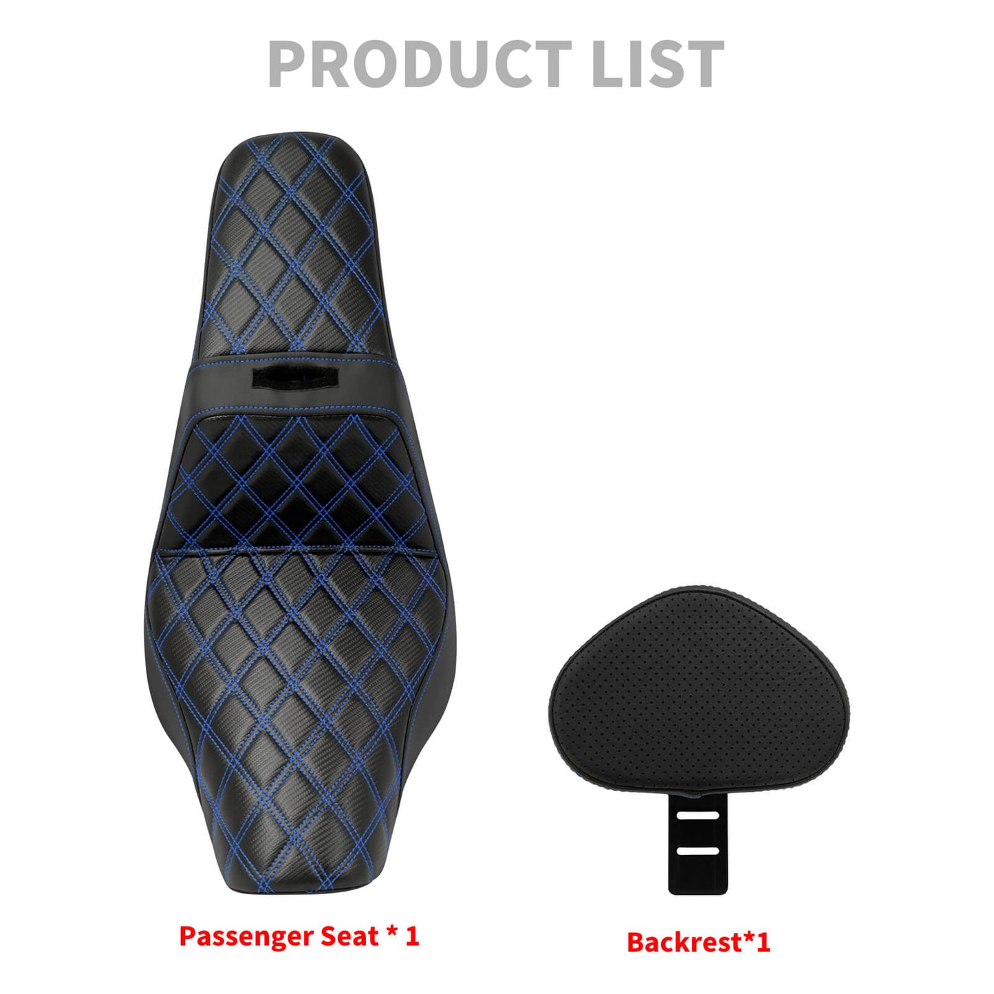 Driver Passenger Gel Seat Blue Line w/ Backrest For Harley Low Rider 2018-2024 | HCmotorku