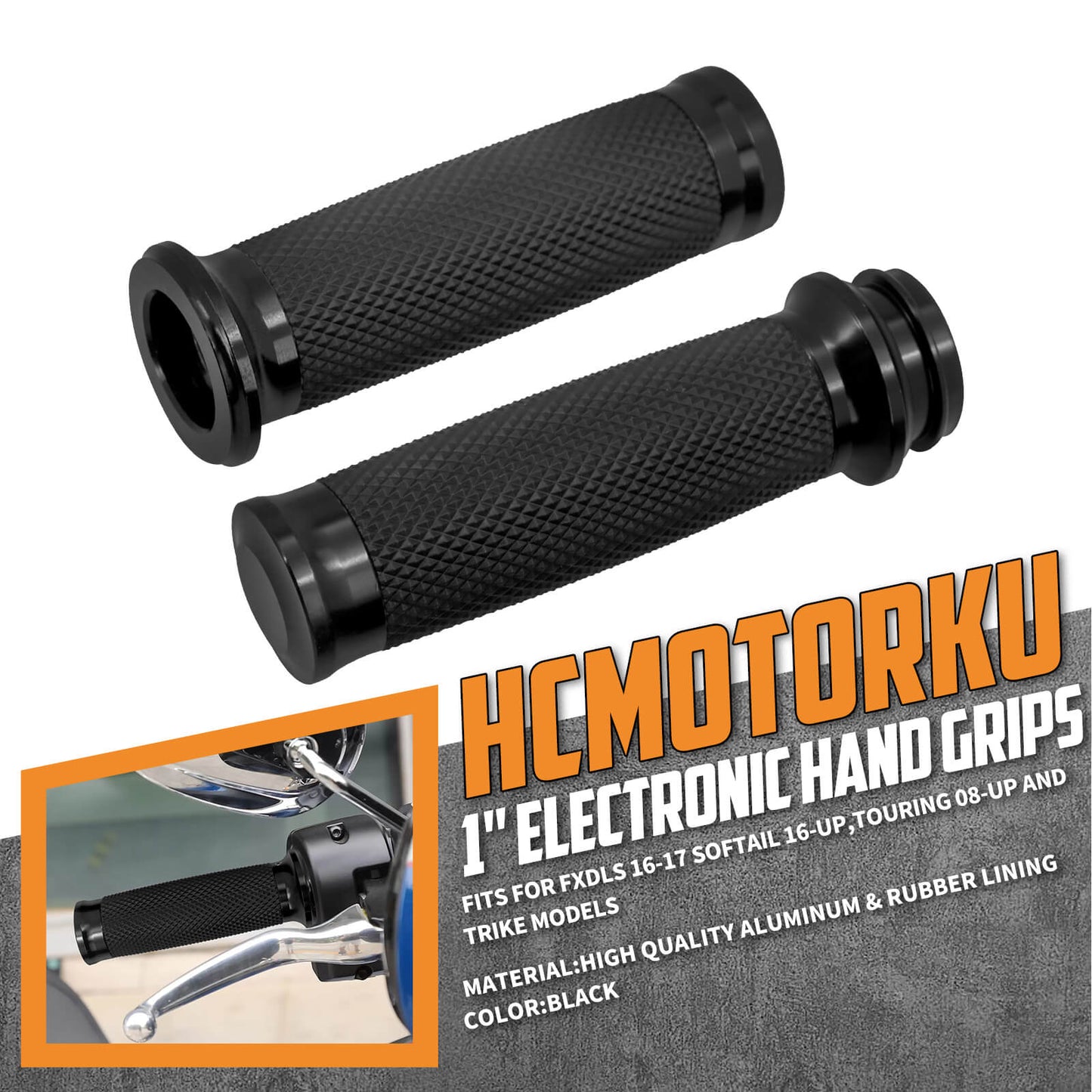 1" CNC Hand Grips Electronic Throttle Fit For Touring 2008-UP Softail 2016-UP Dyna | HCmotorku