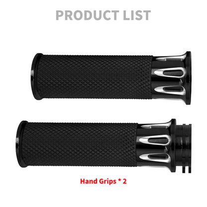 1" CNC Cut Handlebar Hand Grips Black Fit For Harley Sportster XL Dyna Softail | HCmotorku