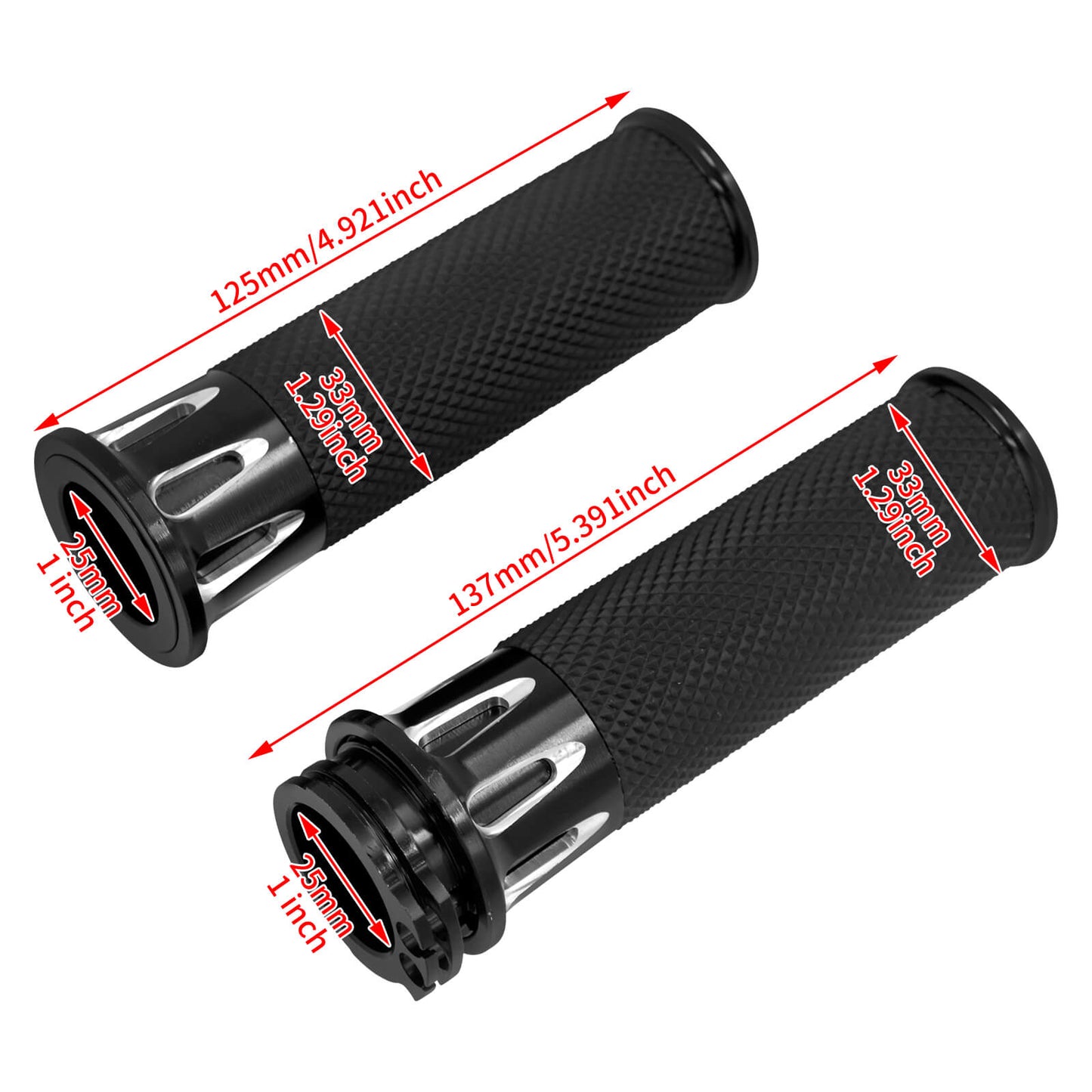 1" CNC Cut Handlebar Hand Grips Black Fit For Harley Sportster XL Dyna Softail | HCmotorku