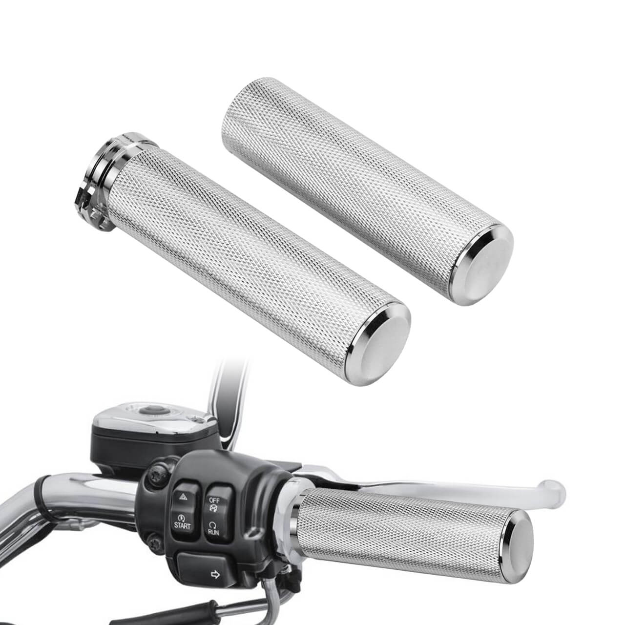 1" Aluminum Handlebar Hand Grips All Chrome Fit For Harley Sportster Touring XL | HCmotorku