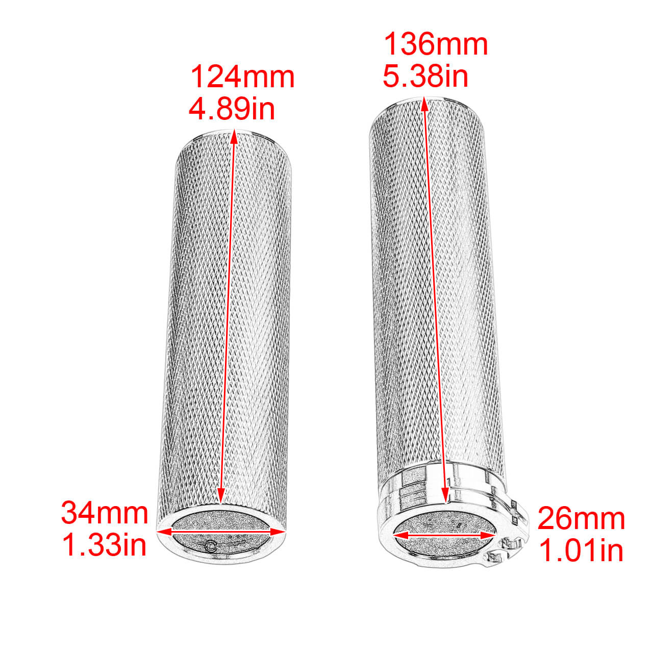 1" Aluminum Handlebar Hand Grips All Chrome Fit For Harley Sportster Touring XL | HCmotorku