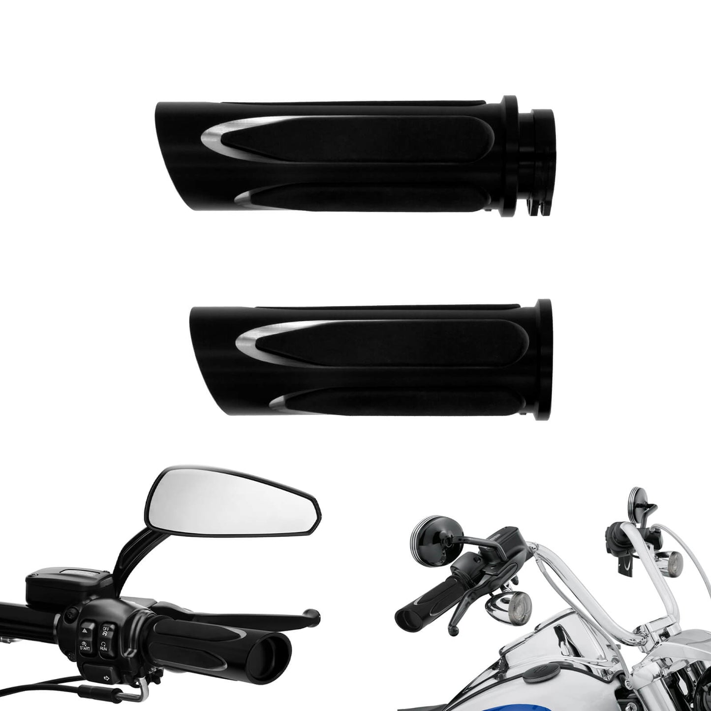 CNC Cut Soft Touch Comfort Hand Grips Fit For Harley Touring 1996-2007 Softail | HCmotorku