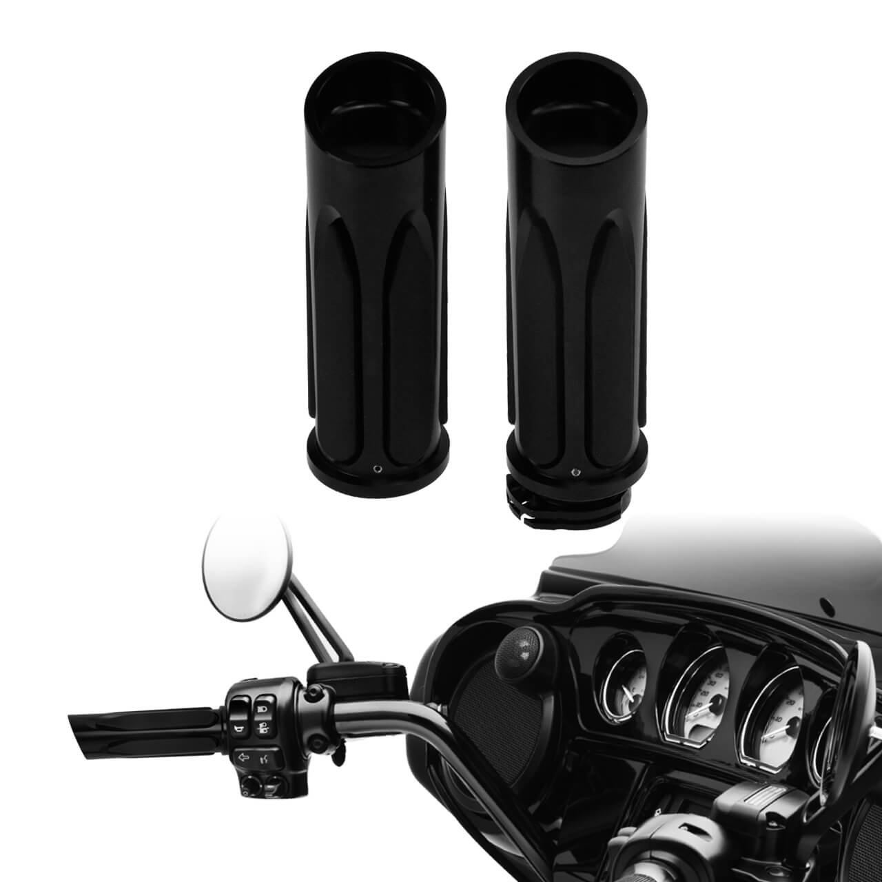 1 Pair Shallow Cut Soft Touch Comfort Hand Grips Set Fit For Touring Softail Dyna | HCmotorku