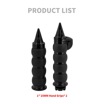 Non-Slip Rubber Black Spike Hand Grips Fits For Harley Softail Dyna Sportster | HCmotorku