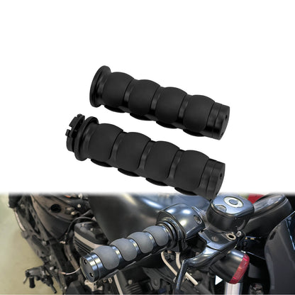 1" Non-Slip Rubber Handlebar Hand Grips Black For Harley Honda Yamaha Kawasaki | HCmotorku