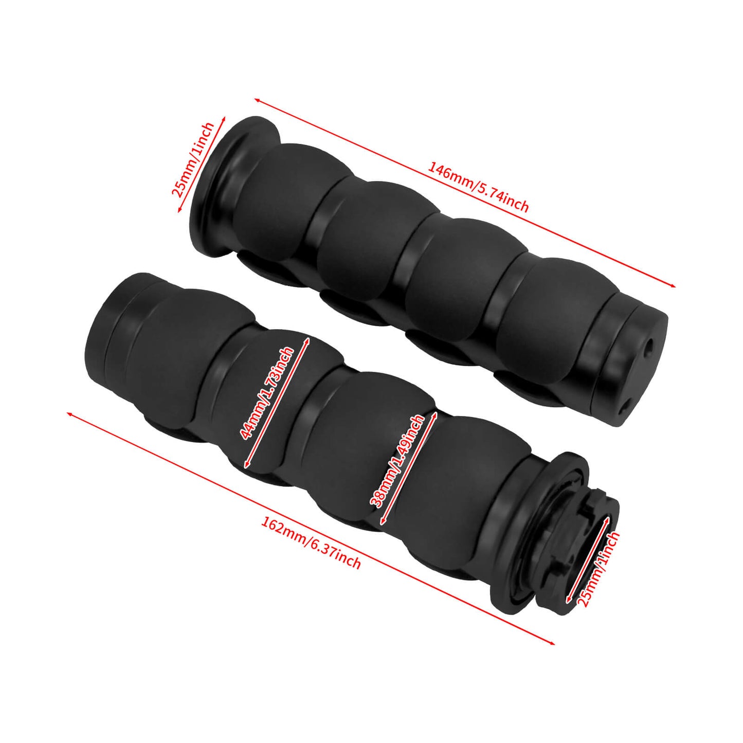 1" Non-Slip Rubber Handlebar Hand Grips Black For Harley Honda Yamaha Kawasaki | HCmotorku