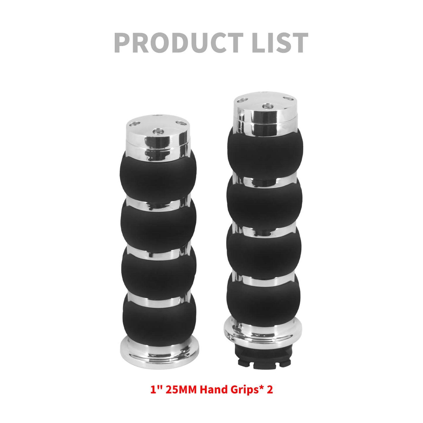 1" Non-Slip Rubber Handlebar Hand Grips Chrome For Harley Honda Yamaha Kawasaki | HCmotorku