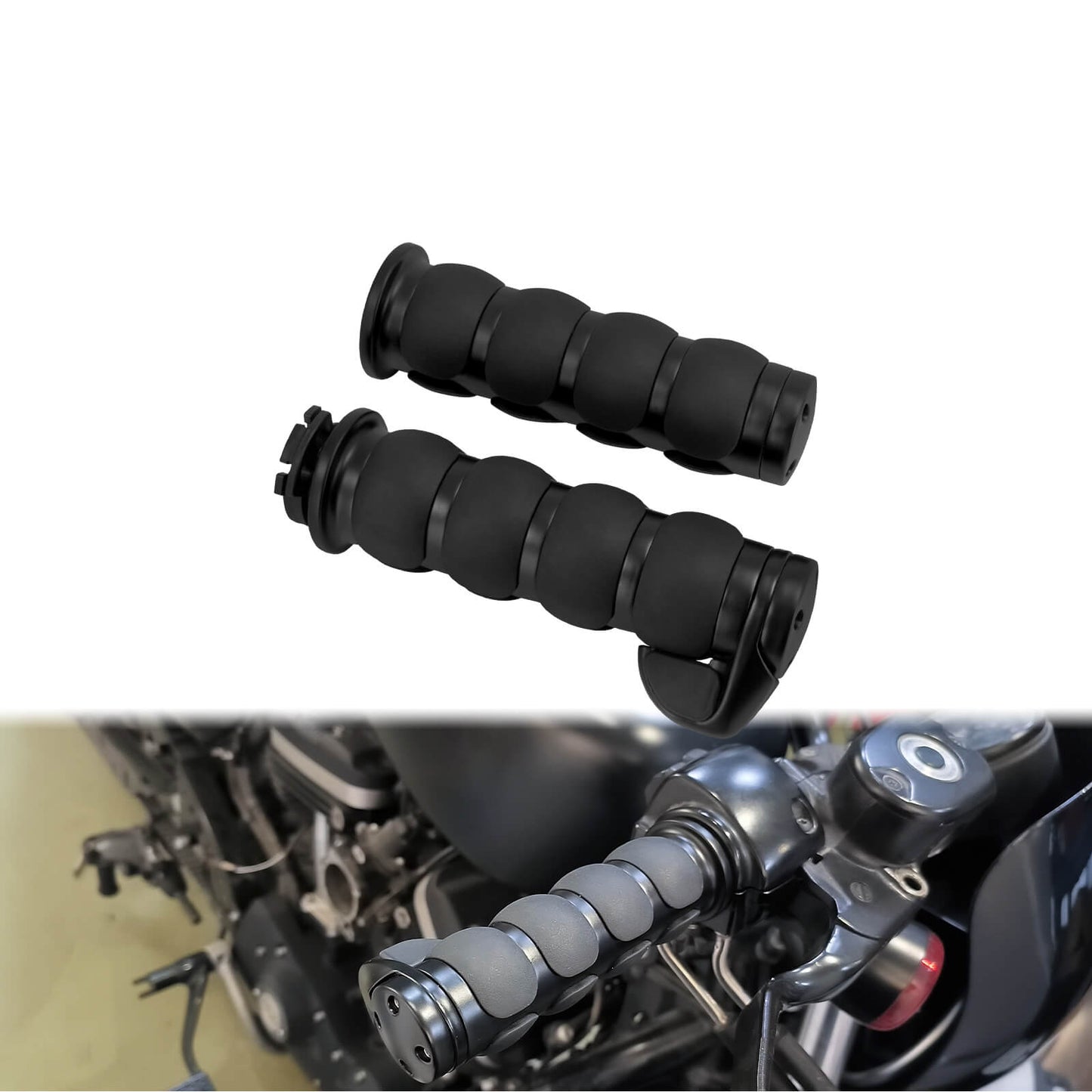 1" Motorcycle Non-Slip Rubber Hand Grips Black For Harley Honda Yamaha Kawasaki | HCmotorku