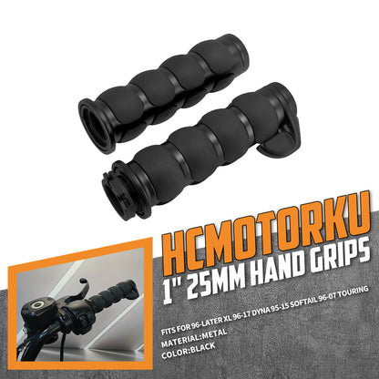 1" Motorcycle Non-Slip Rubber Hand Grips Black For Harley Honda Yamaha Kawasaki | HCmotorku