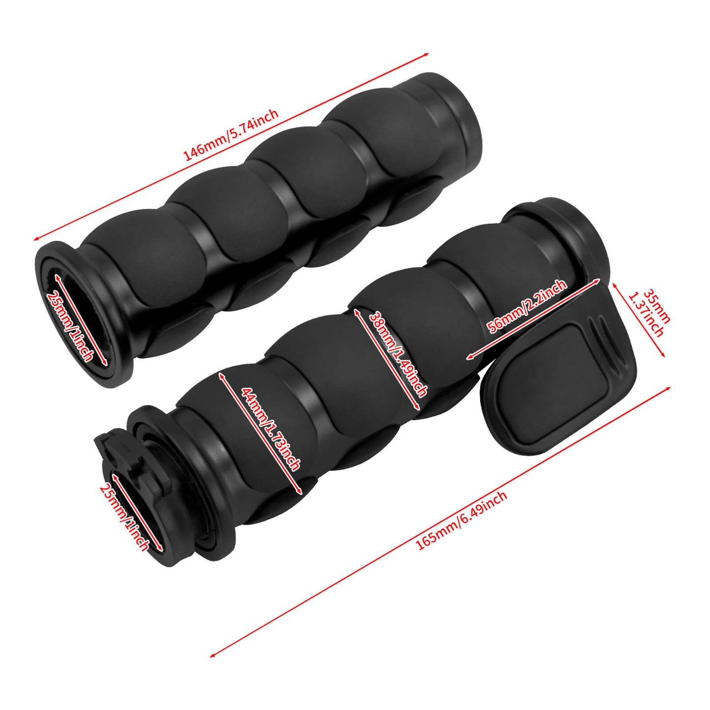 1" Handlebar Grip 25mm Rest Hand Grips Black Fit For Harley Touring Softail Dyna | HCmotorku