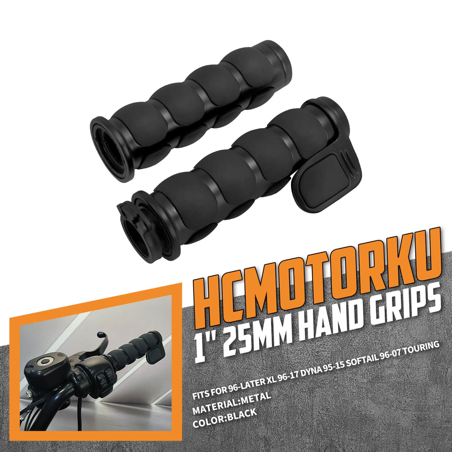 1" Handlebar Grip 25mm Rest Hand Grips Black Fit For Harley Touring Softail Dyna | HCmotorku