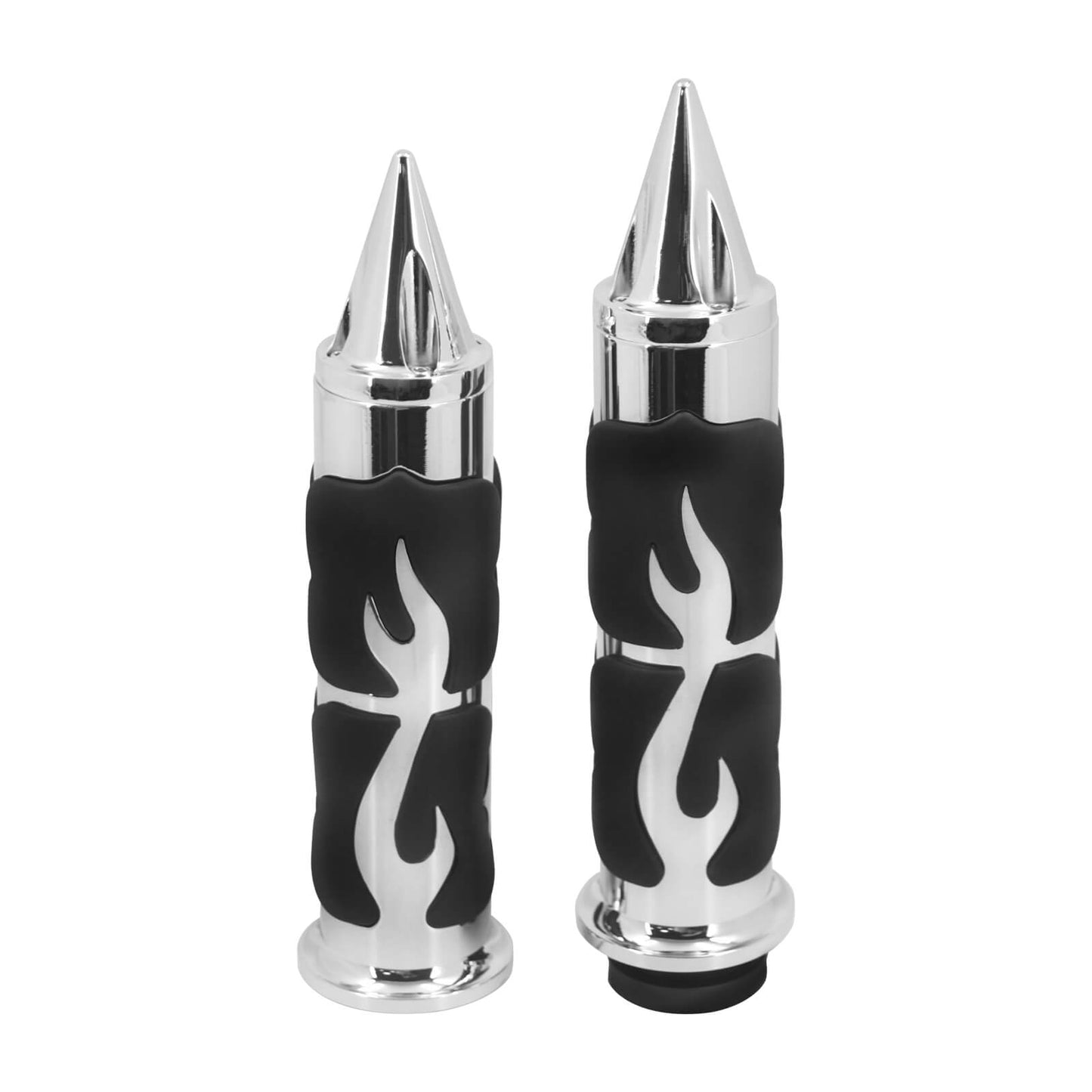 1" Spike Handlebar Hand Grips Custom Flame Chrome Fit For Harley Softail Dyna | HCmotorku