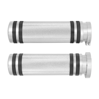 1" CNC Handlebar Hand Grips Chrome Fit For Harley Sportster XL Touring Softail | HCmotorku