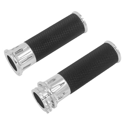 1" CNC Cut Handlebar Hand Grips Black Fit For Harley Sportster XL Dyna Softail | HCmotorku