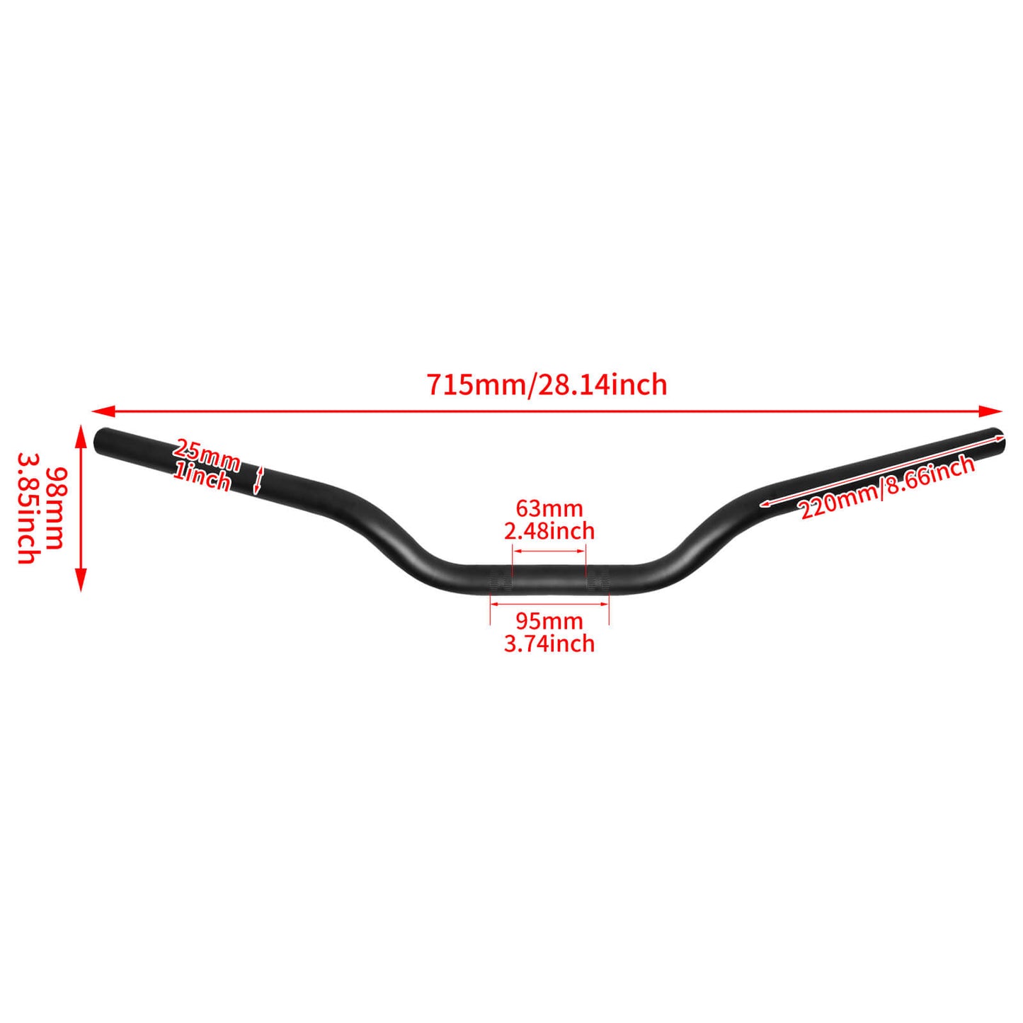 25MM Handlebar Drag Handle Bar Black Fit For Harley Honda Yamaha Suzuki Triumph | HCmotorku