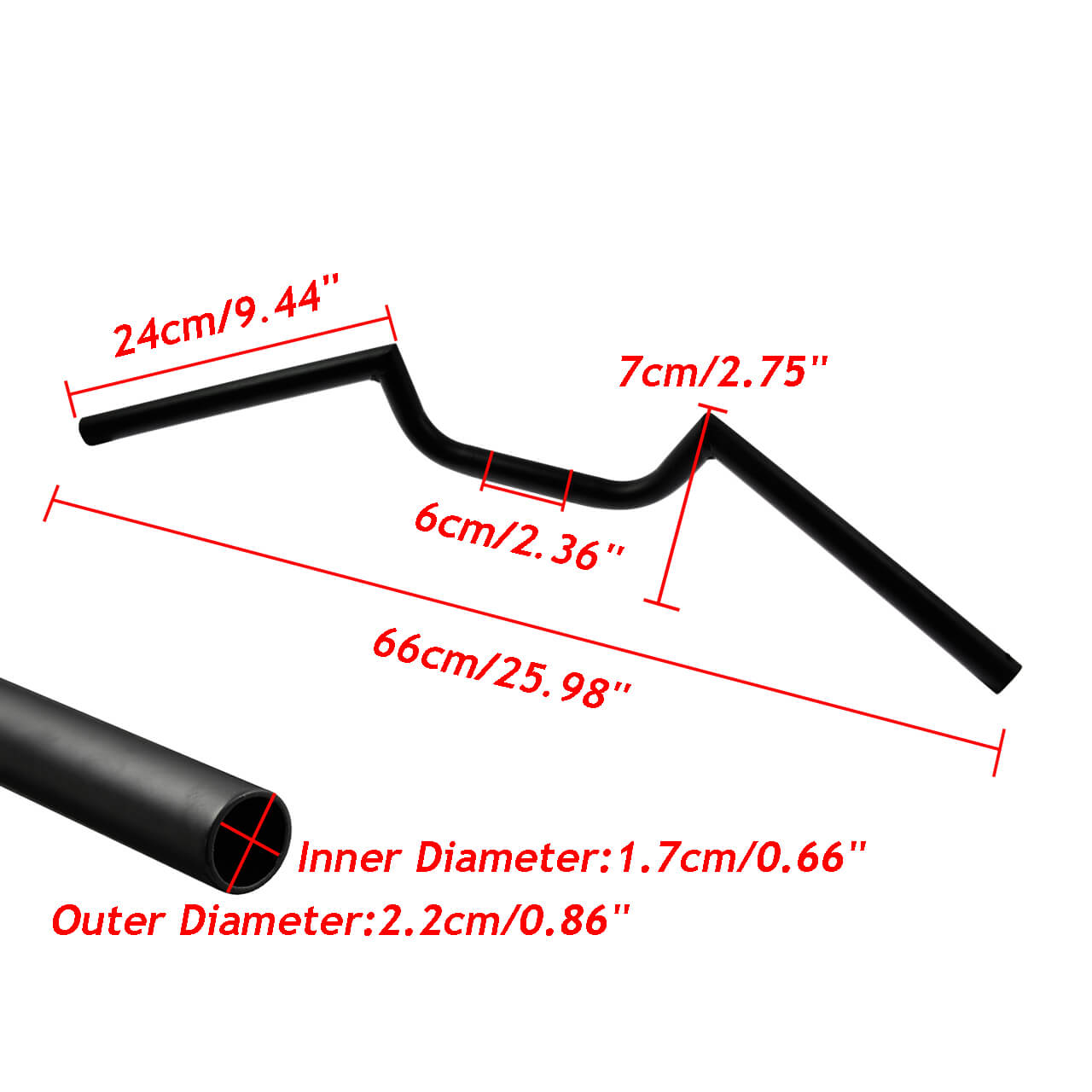 7/8" 22MM Black Handlebar Drag Handle Bar Fit For Harley Honda Cafe Kawasaki | HCmotorku