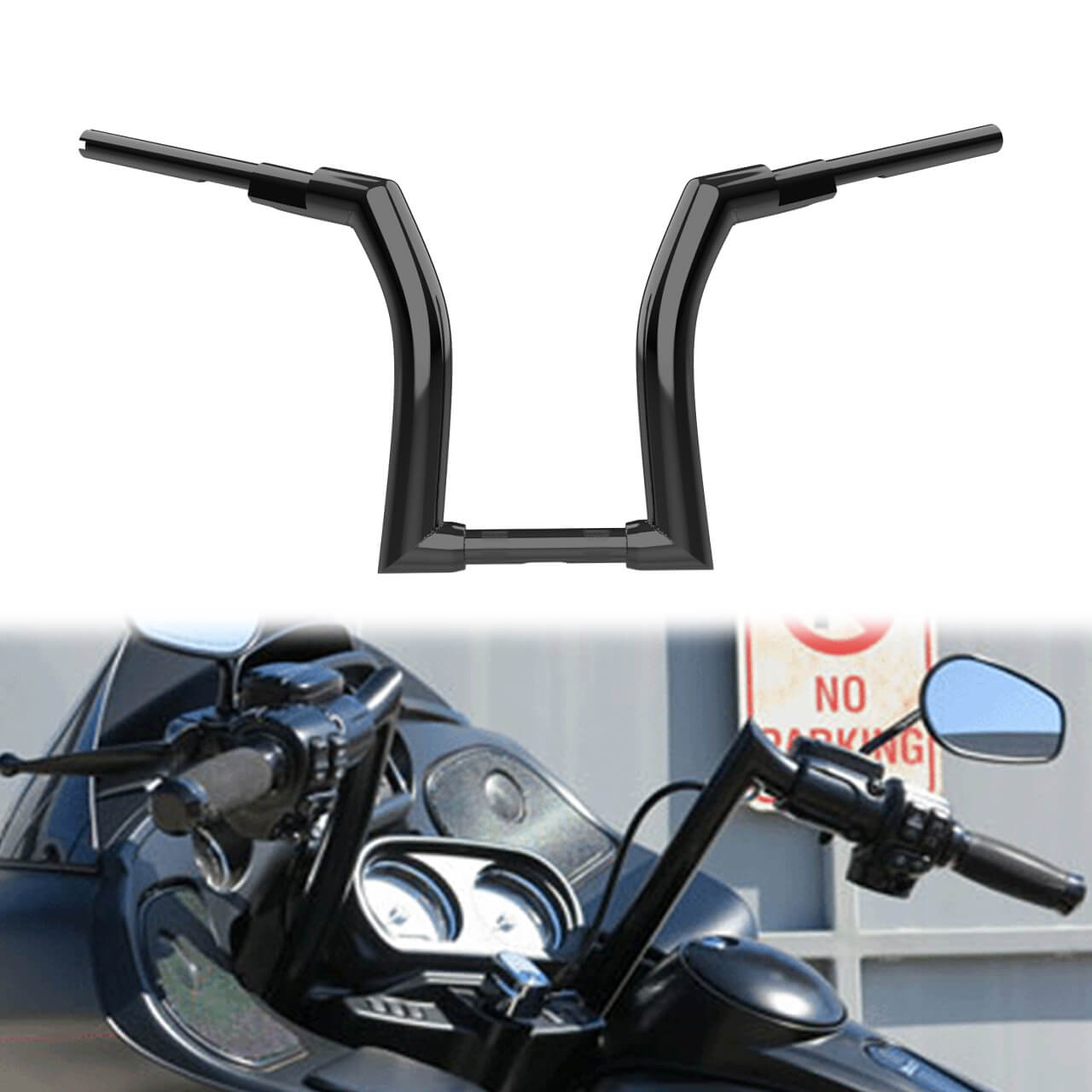 16" Rise 2" Drag Bar Handlebars Z-Bars Black Fit For Harley Road King 2014-2023 | HCmotorku