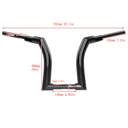 16" Rise 2" Drag Bar Handlebars Z-Bars Black Fit For Harley Road King 2014-2023 | HCmotorku