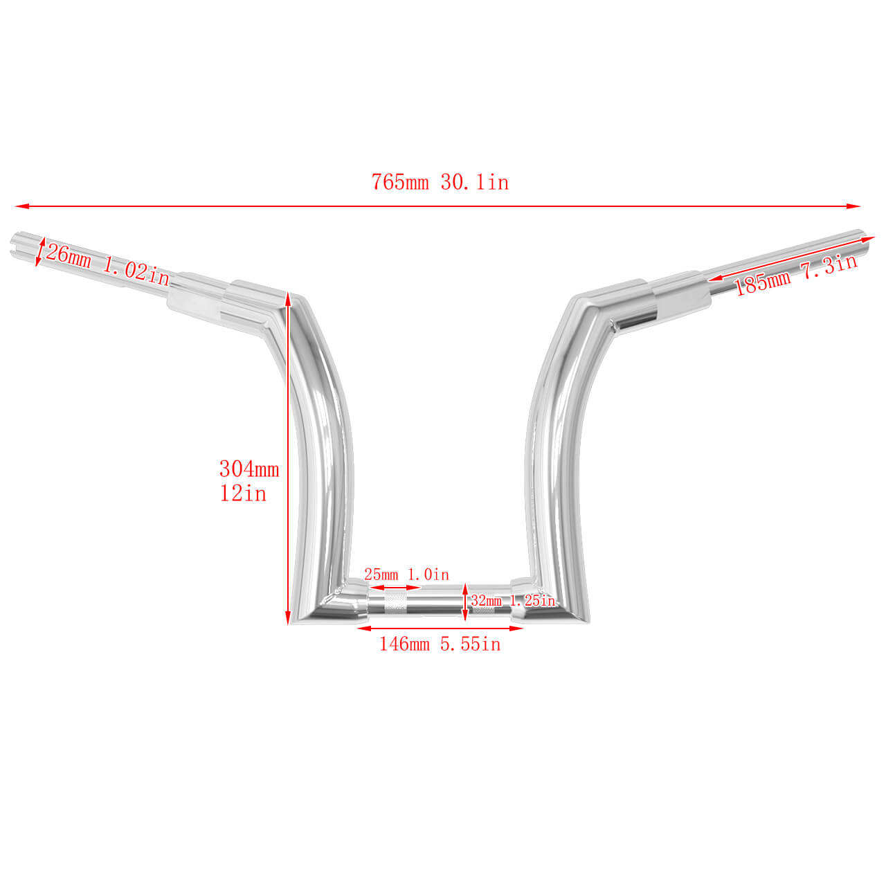 12" Handlebar Z Bar 1.25" Chrome Fit For Harley Touring Road King Glide 2014-2023 | HCmotorku