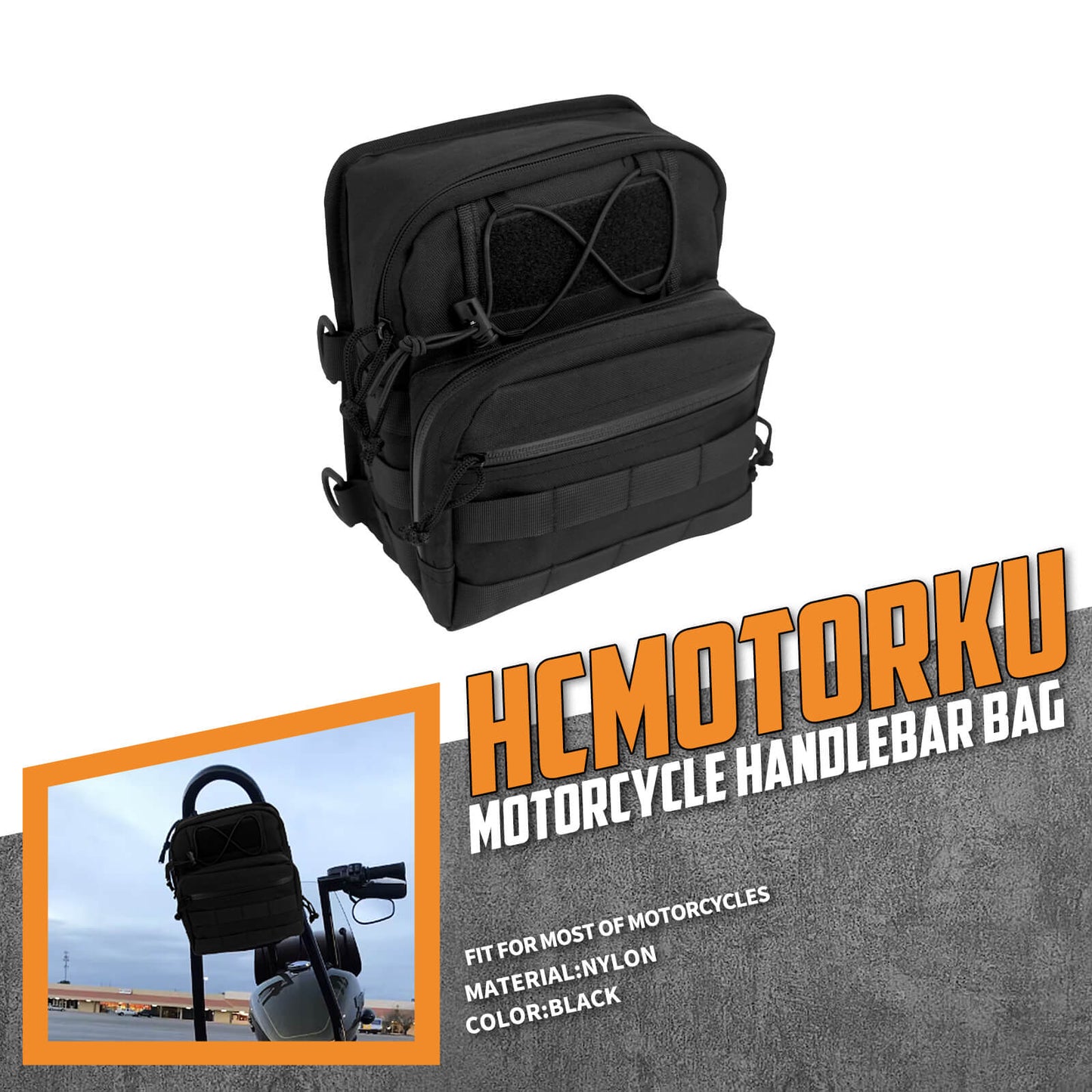 Universal Handlebar Front Fork Bag Fit for Harley Dyna Street Bob Softail Sportster Cruiser | HCmotorku