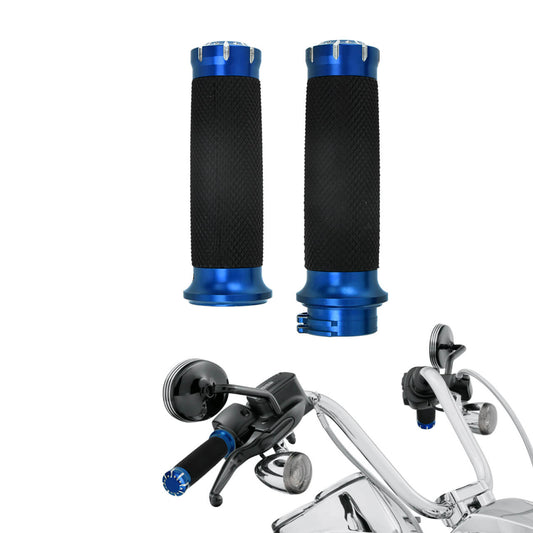 1" Handlebar Blue Cap Hand Grips Fit For Harley Touring Sportster Dyna Softail | HCmotorku