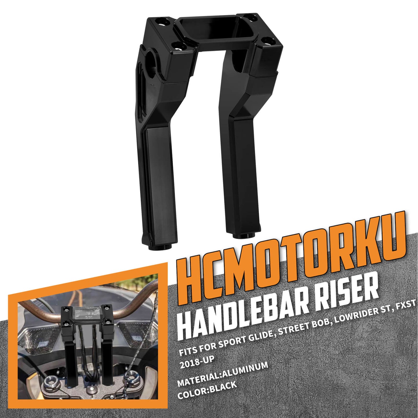 8" Tall Handlebar Riser Clamp Fit Harley Softail Street Bob Lowrider ST 2018-up | HCmotorku