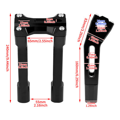 Motorcycle 10” Tall Handlebar Riser for Harley 1 inch Handlebar Dyna Softail | HCmotorku