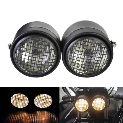 3.5" Motorcycle Grill Dual Headlamp Kit | HCmotorku