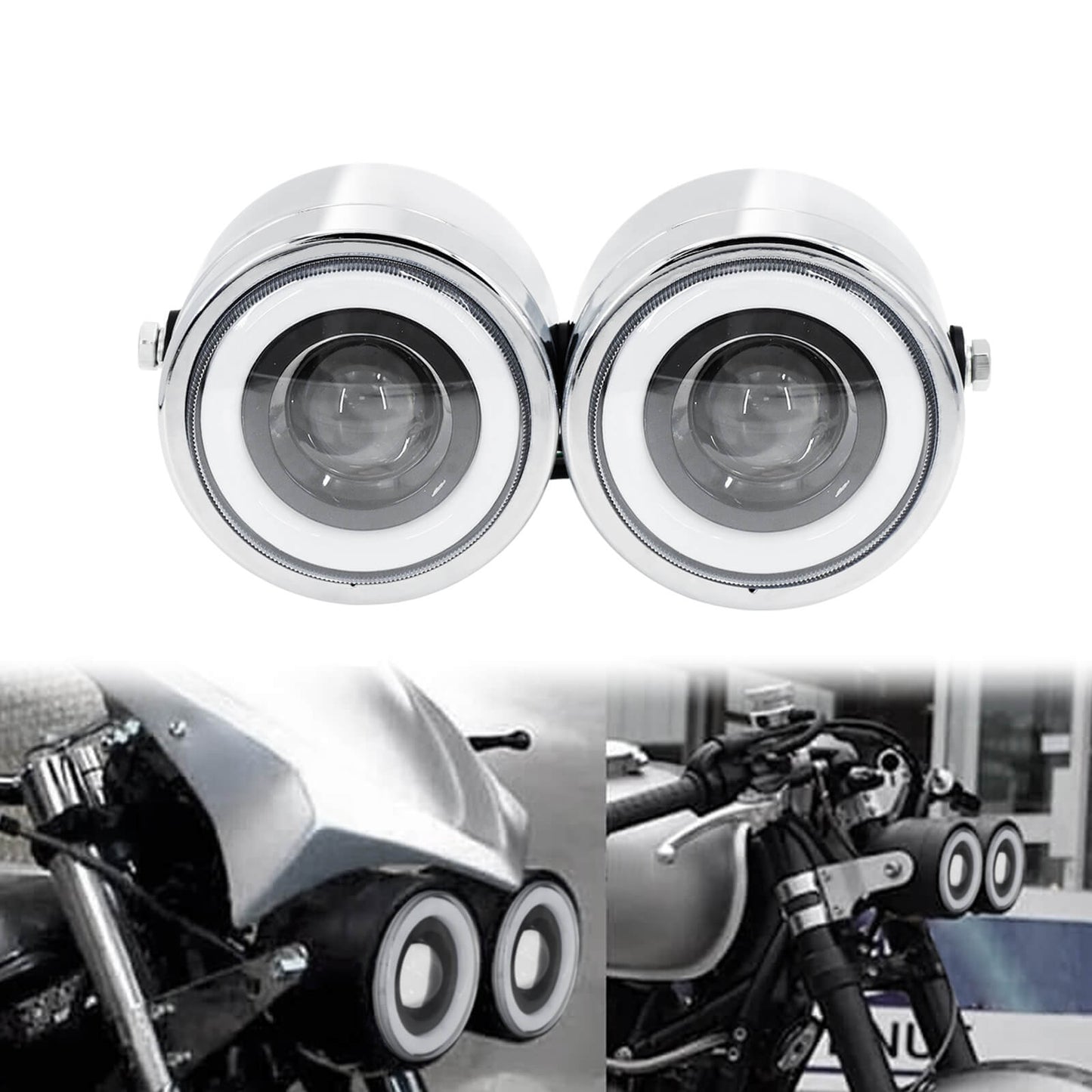 3.5" Dual LED Headlamps with Halo Angel Eye | HCmotorku