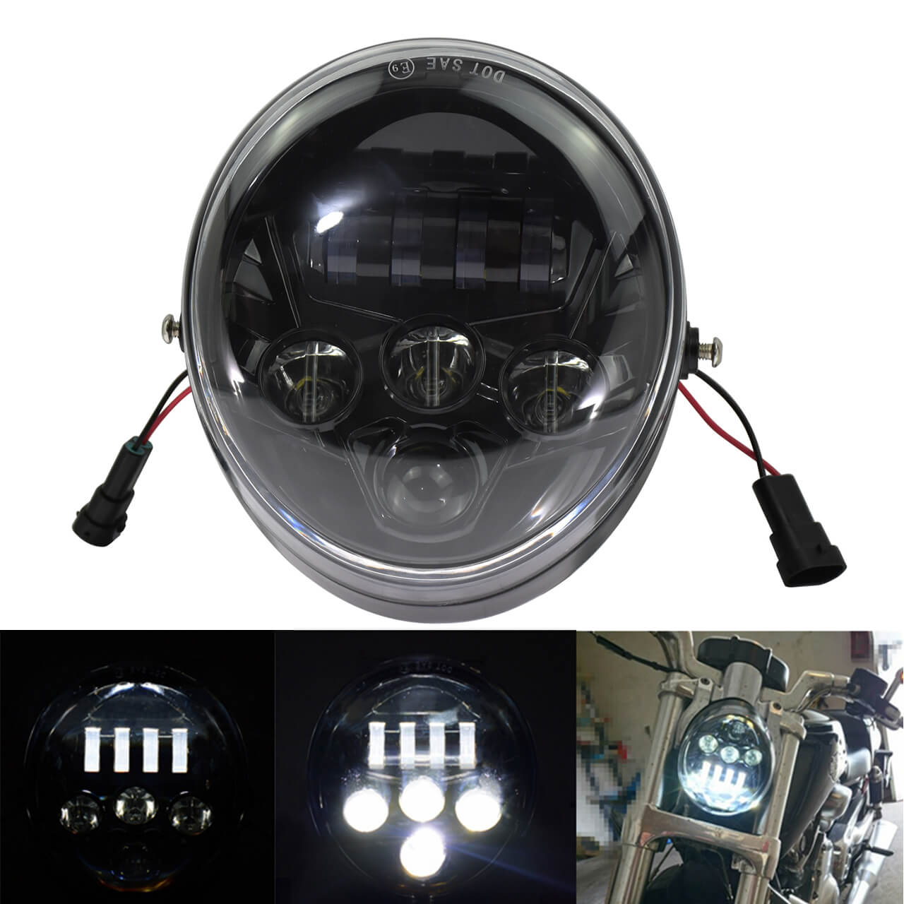 Motorcycle LED Headlamp High Low Beam Fit for Harley | HCmotorku