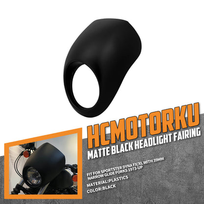 Headlight Fairing Cowl Cafe Racer Matte Black For Harley Sportster XL Dyna FX | HCmotorku