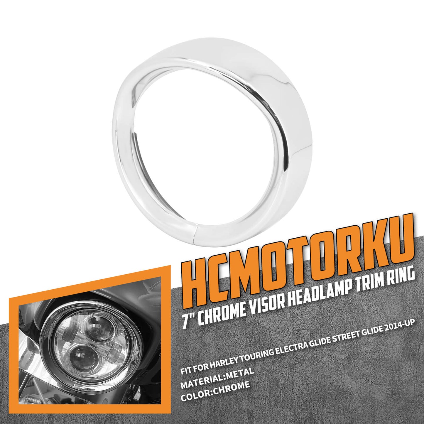 7" Headlight Lamp Trim Ring Bezel Visor Fit For Harley Touring FLHR 1994-2023 FLHX | HCmotorku