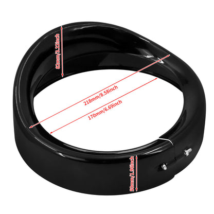 7" Headlight Trim Ring Gloss Black Visor Cover Fit For Harley Softail Touring | HCmotorku