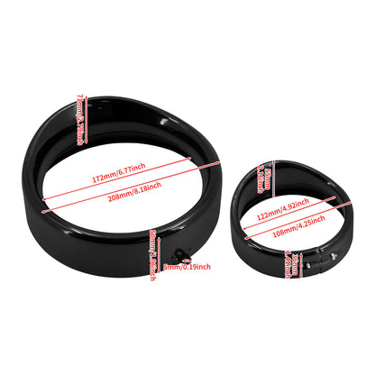 7" Headlight Trim Ring Fog Light Visor Black For Harley Softail FL Touring FLRT | HCmotorku