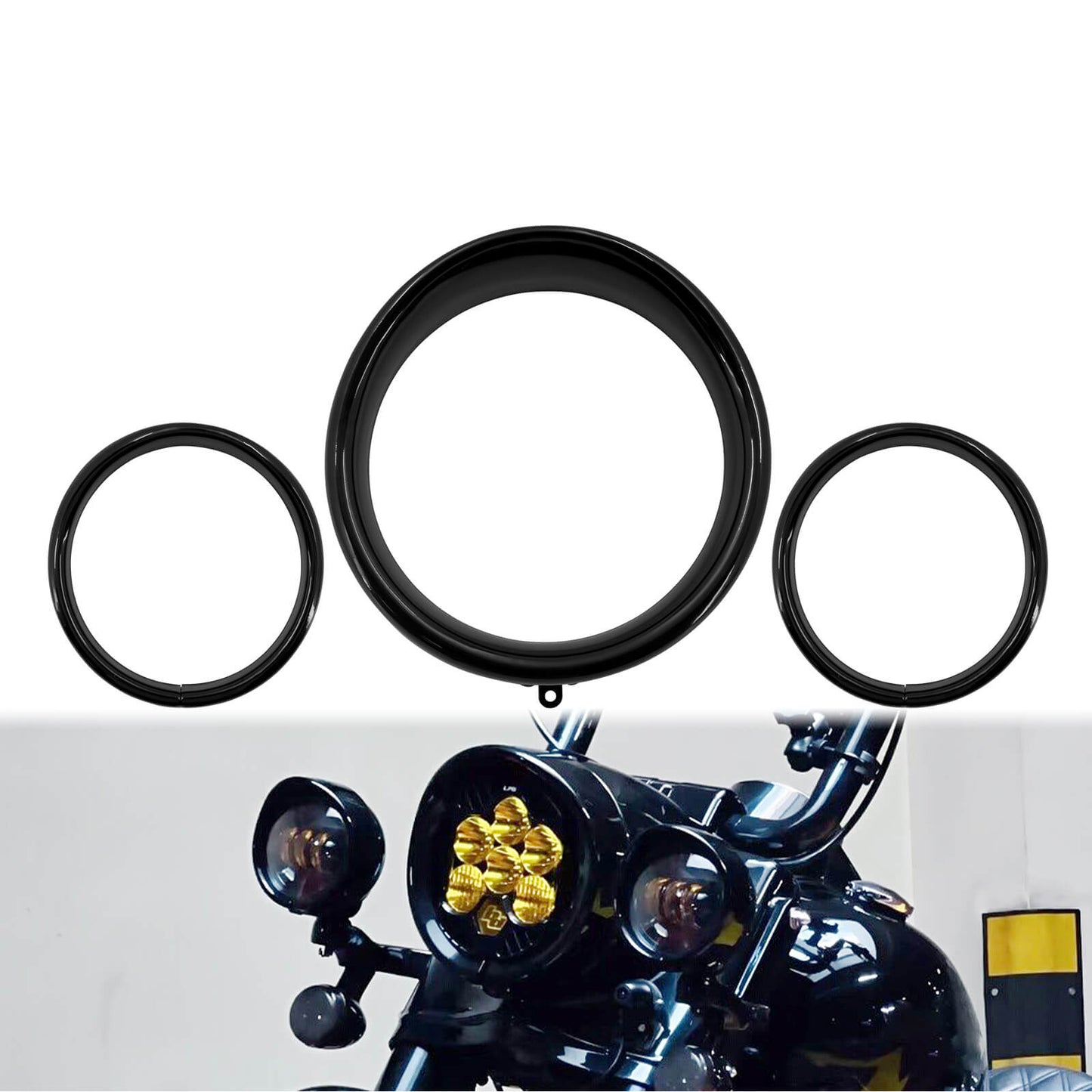 7" Headlight Trim Ring Fog Light Visor Black For Harley Softail FL Touring FLRT | HCmotorku