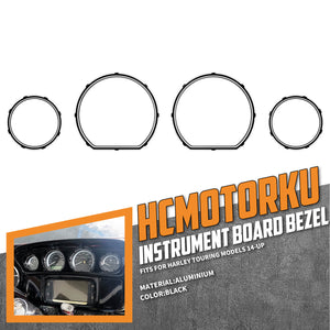 4x CNC Black Burst Instrument Gauge Bezel Board for Harley Electra Glide 2014-2025 | HCmotorku