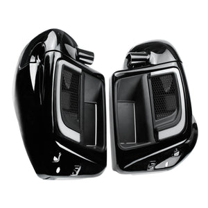 Lower Vented Leg Fairing W/ Grills LED Turn Black Fit For Harley Touring 2014-2023 | HCmotorku