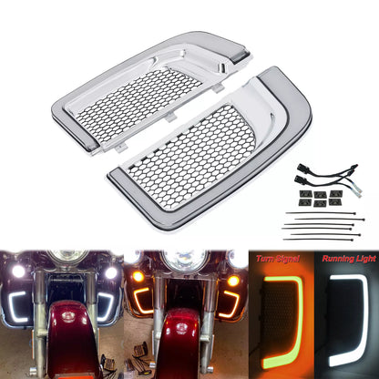 Fairing Lower Grill LED Turn Signal Light Running For Harley Touring 2014-2022 | HCmotorku