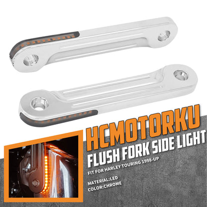 LED Flush Fork Turn Signals Brackets for Harley Touring | HCmotorku