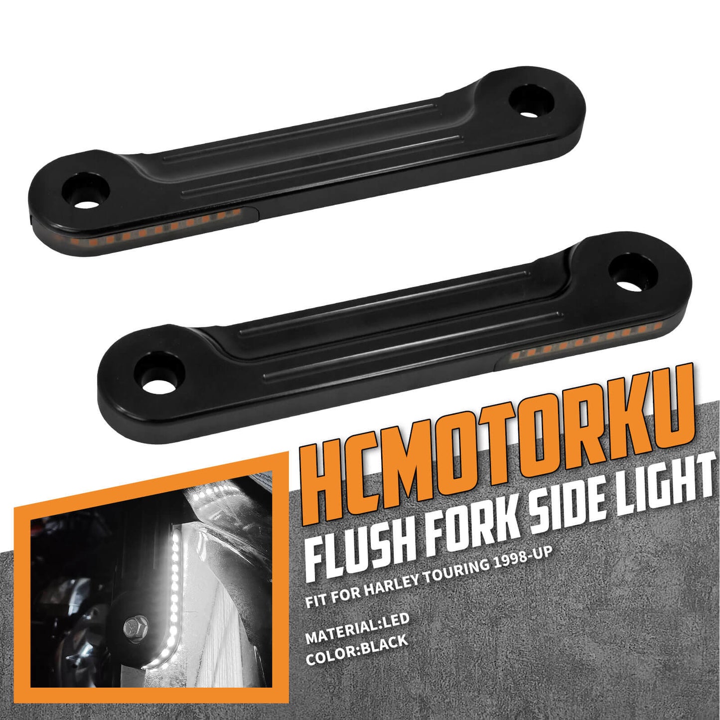 LED Flush Fork Turn Signals Brackets for Harley Touring | HCmotorku