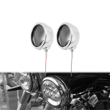 2x 4.5" Auxiliary Fog Passing Light Housing Chrome For Harley Road Electra Glide | HCmotorku