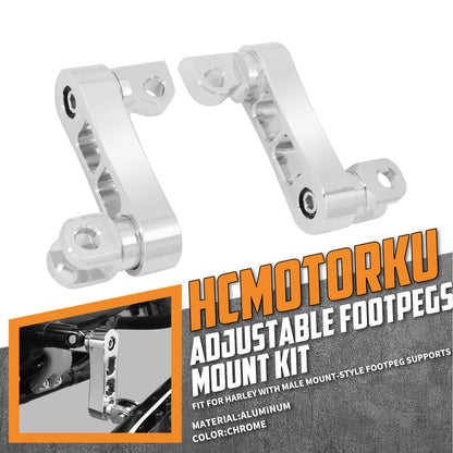 CNC Adjustable Male Mount Footpeg Extensions Chrome Fit For Harley XL883 FXDF | HCmotorku