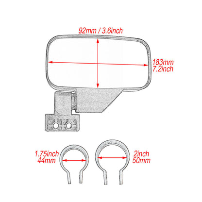 1.75" 2" Motorcycle Side Mirrors for Cafe Racer For UTV Polaris RZR | HCmotorku